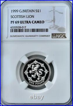 1999 Silver Proof £1 Scottish Lion NGC PF69 Great Britain