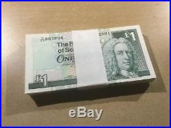 2 Bundles (200 Notes) Scottish UNC Consecutive One Pound Banknotes