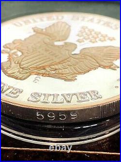 2000 One Pound Troy. 999 Fine Silver Liberty Round, 24k Gold Accent, Bu