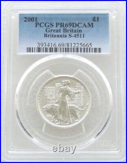 2001 Royal Mint British Britannia £1 One Pound Silver Proof Coin PCGS PR69 DCAM
