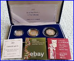 2003 UK 50p One & Two Pounds Silver Proof Piedfort 3 Coin Set, box/COA