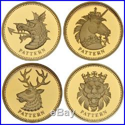 2004 Gold Proof £1 One Pound Pattern 4 coinSet Heraldic Beasts Boxed with CoA