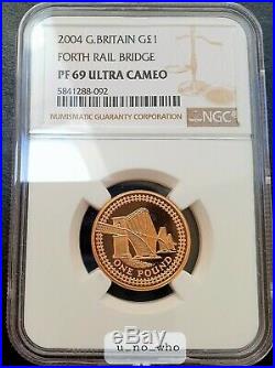 2004 Royal Mint UK Gold Proof Forth Bridge £1 One Pound NGC PF69 Ultra Cameo