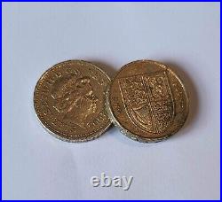 2005 menai bridge 1 one pound coin and 2010 coat of arms 1 one pound coin