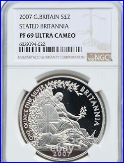 2007 Britannia Silver Proof £2 Two Pound NGC PF69 Deep Cameo 1oz
