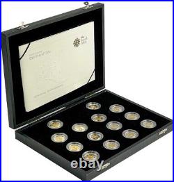2008 25th Anniversary Silver Proof 14 x £1 Coin with Selective Gold Collection