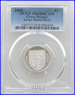 2009 Royal Shield of Arms £1 One Pound Silver Proof Coin PCGS PR68 DCAM