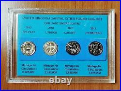 2010&2011 UK Capital Cities £1 coins, BRILLIANT UNCIRCULATED, FULL SET, FREE P&P