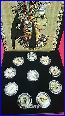 2010 EGYPT £1 One Pound Treasure of the Pharaohs Enamelled Coin Collection Set