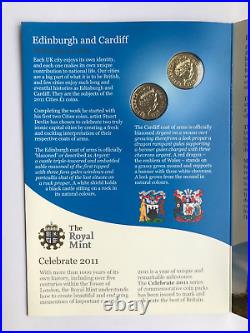 2011 Cities Edinburgh & Cardiff One 1 Pound Coins In Original Royal Mint Pack