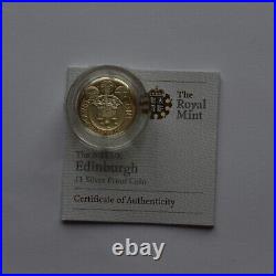 2011 Edinburgh £1 Piedfort Silver Proof Coin