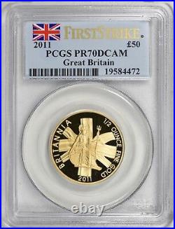 2011 Great Britain 1/2 oz Gold 50 Pounds First Strike PCGS Proof-70 DCAM