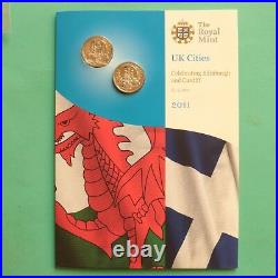 2011 Royal Mint Edinburgh & Cardiff One pound £1 BU set SNo50588