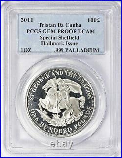 2011 Tristan Da Cunha 100 Pounds Palladium 1 oz PCGS Proof DCAM 500 Mintage