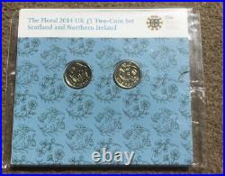 2013 & 2014 Royal Mint £1 Floral Coin Sets