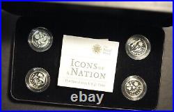 2013 and 2014 Icons of a Nation Floral Pound £1 SILVER PROOF Set