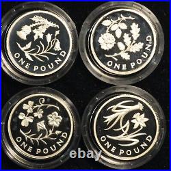 2013 and 2014 Icons of a Nation Floral Pound £1 SILVER PROOF Set