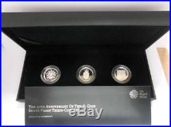 2013 silver proof £1 One Pound Anniversary 3-coin Set cased + COA FREE UK pp