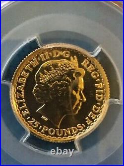 2014 Great Britain Britannia £25 Pound Gold 1/4oz Coin Certified PCGS MS 63 Box