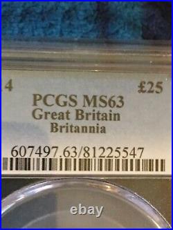 2014 Great Britain Britannia £25 Pound Gold 1/4oz Coin Certified PCGS MS 63 Box