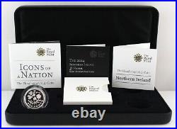 2014 Icons of a Nation-Floral Northern Ireland PIEDFORT Silver Proof £1 COA, Box