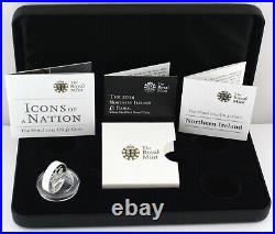 2014 Icons of a Nation-Floral Northern Ireland PIEDFORT Silver Proof £1 COA, Box