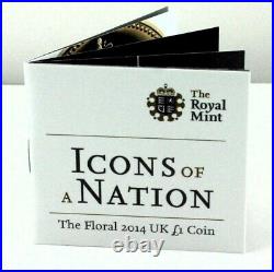 2014 Icons of a Nation-Floral Northern Ireland PIEDFORT Silver Proof £1 COA, Box