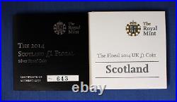 2014 Silver Proof £1 coin Floral Scotland NGC Graded PF69 with COA