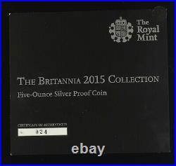 2015 ROYAL MINT BRITANNIA 5oz SILVER PROOF TEN POUND £10 COIN coa/box