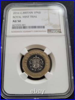 2016 £1 one pound Trial coin 12 sided Bi Mettalic NGC AU 50 Rare very few minted