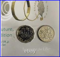 2016 2x £1 BU Farewell and Nations of the Crown Rare wiv cross inlet mint mark