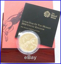 2016 British Lunar Monkey £100 One Hundred Pound Gold Proof 1oz Coin Box Coa