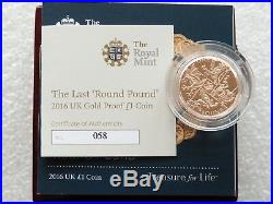 2016 Royal Mint Last Round Pound £1 One Pound Gold Proof Coin Box Coa
