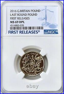 2016 UK LAST ROUND ONE POUND £1 Coin NGC MS69 DPL First Release Great Britain UK