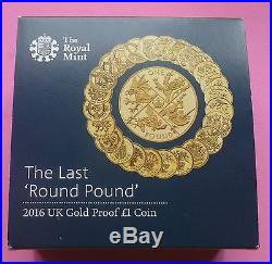 2016 Uk Gold Proof £1 One Pound Coin Last Round Pound