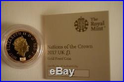2017 £1 One Pound Nations Of The Crown Gold Proof Coin 17.72g Boxed & COA
