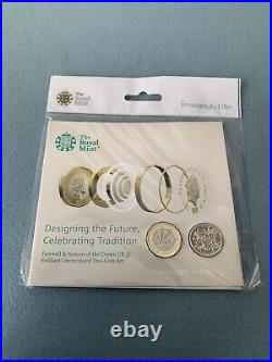 2017-2016 RM Farewell & Nations Of The Crown £1 BUNC 2-Coin Set SEALED Pack
