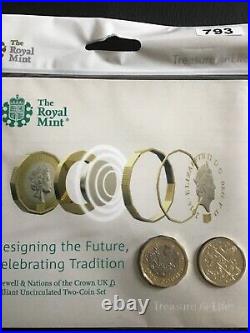 2017 Designing the Future, Celebrating Tradition 2 x £1 Coins very rare set #793