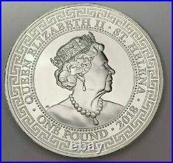 2018 One Pound Silver Round Queen Elizabeth II St. Helena Trade Dollar Bu (mr)