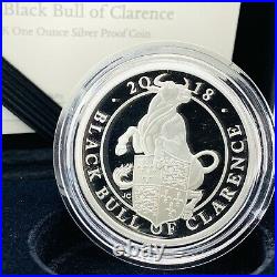 2018 Rm Queens Beasts Black Bull Of Clarence Silver Proof 1oz £2 Two Pounds Coin