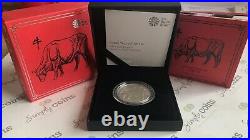 2021 Lunar Year Of The Ox Silver Proof 1oz 2 Pounds Coin, Boxed, Coa Rare