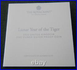 2022 LUNAR YEAR OF THE TIGER 1oz £2 TWO POUND SILVER PROOF COIN BOX & COA