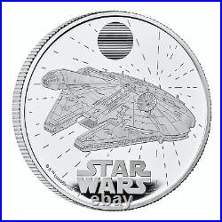 2024 Star Wars Millennium Falcon 1 Oz Silver Proof Coin Box COA IN HAND AA