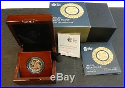 22ct Gold Proof UK Last Round £1 One Pound 2016 Royal Mint Boxed + Cert. 19.6gm