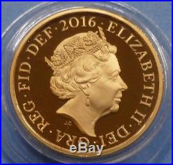 22ct Gold Proof UK Last Round £1 One Pound 2016 Royal Mint Boxed + Cert. 19.6gm