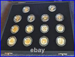 25th ANNIVERSARY 14 £1 COINS 2008 GOLD ON SILVER PROOF COLLECTION