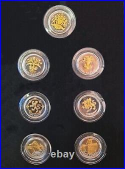 25th ANNIVERSARY 14 £1 COINS 2008 GOLD ON SILVER PROOF COLLECTION