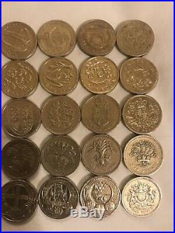 33 Different Old Style £1 One Pound Coins