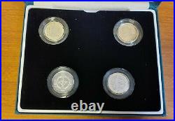 4 Boxed Limited Edition Proof 925 Silver PIEDFORT UK United Kingdom £1 Coins