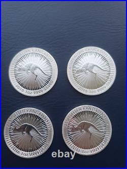 4 x 2016 1 Oz Silver Coin. 9999 Australian Kangaroo 1 Dollar BU